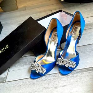Badgley Mischka- Deep Blue Elegant 4” Heels With Jewels. Very comfortable